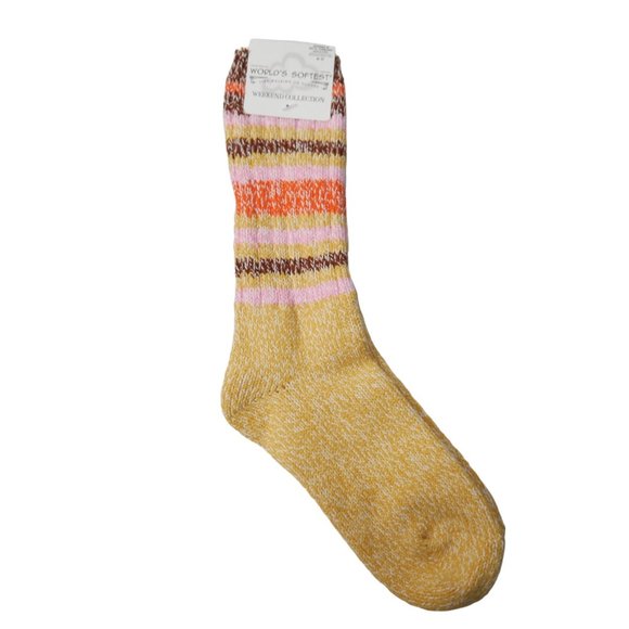 Worlds Softest Socks Ragg Crew Socks - Honey Stripe 6-11 Valentines Day Gift NWT - Picture 2 of 5
